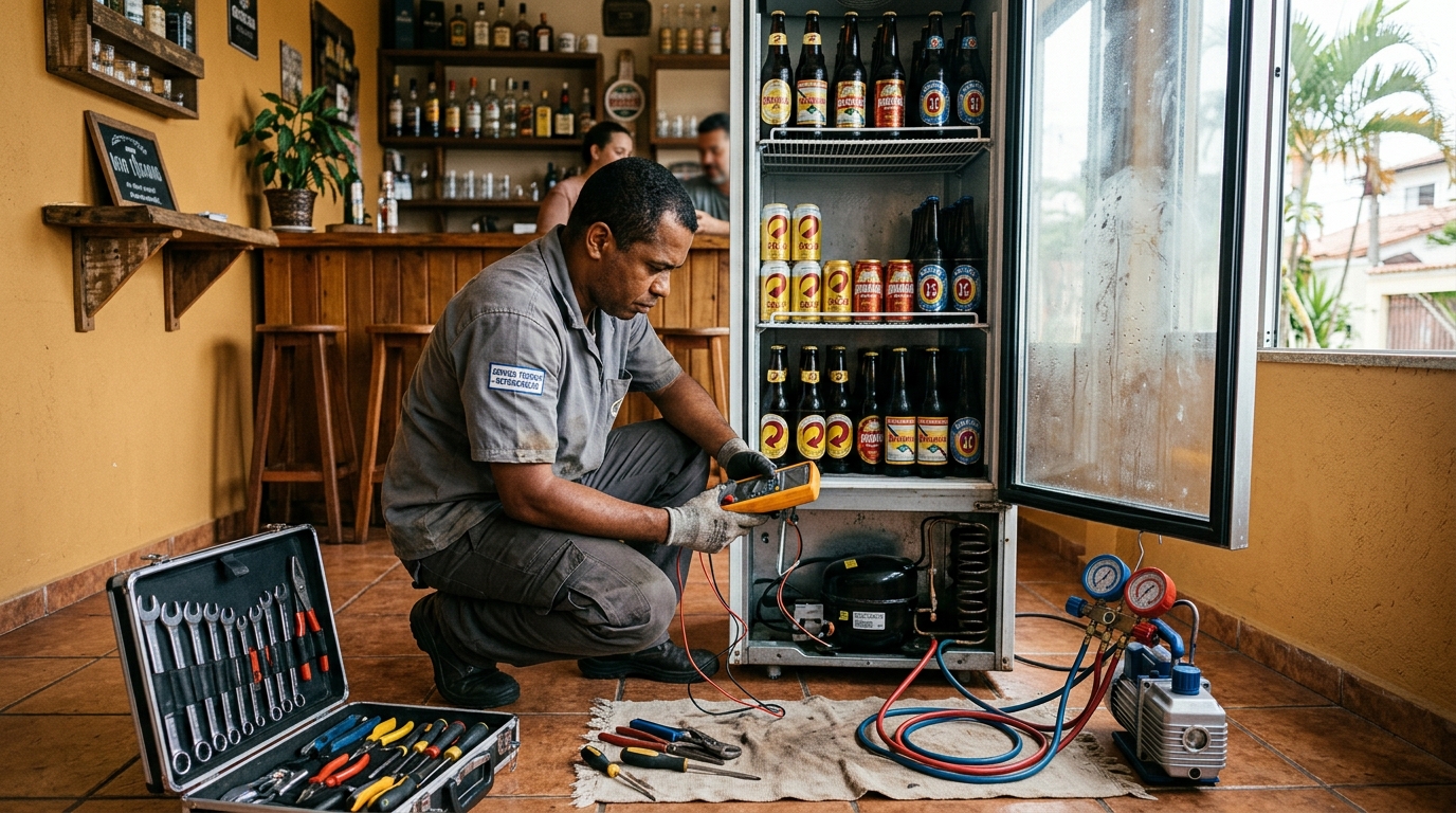 Substituição do termostato de uma cervejeira em Goiânia‑GO